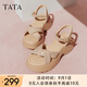 他她（TATA）七夕涼鞋女鞋2025夏季新款休閑厚底法式氣質時裝涼鞋女 杏色 36