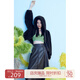 歐時力OCHIRLY 美拉德赫本風(fēng)傘裙PU皮中長A字高腰半身裙秋冬裝 黑色090 M