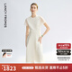 朗姿【蘭亭敘】真絲提花長(cháng)裙氣質(zhì)設計2025年夏季新款高級感連衣裙 米白色 M