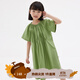播童裝精靈谷2023春秋新款女童可愛(ài)寬松圓領(lǐng)套頭薄天絲棉連衣裙 L20艾草綠 140 cm