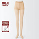 無(wú)印良品（MUJI）女式 支撐型20D3雙裝長(cháng)筒襪 連褲襪打底襪 絲襪 中米色 L (身高160-165 臀圍95-100)