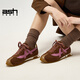 ASH YOUTH「甜渦」 女鞋秋冬新款真皮運動(dòng)休閑平底鞋薄底德訓鞋 絲絨莓果 35