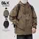 班尼路（Baleno）S&K系列潮牌三防沖鋒外套男春秋季防風(fēng)夾克青少年戶(hù)外男風(fēng)衣男裝 咖色【夾克升級版】 3XL 碼 【170-190斤】