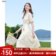 百圖betu女裝2025夏季新款短袖連衣裙法式氣質(zhì)收腰顯瘦裙子女2507T52 杏色 S