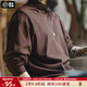 馬登工裝 美式復古仿德絨打底衫高領(lǐng)磨毛保暖拼接插肩袖T恤男秋季 咖啡色 XL
