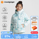moodytiger女童羽絨服秋冬款防風(fēng)防寒兒童外套印花修身三防保暖運動(dòng)鵝絨服 晶璨藍 150cm