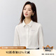 茵曼通勤簡(jiǎn)約繡花女裝長(zhǎng)袖襯衫2025春季新品舒適棉襯衣上衣 米白色 M