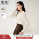 香影法式通勤白色襯衫女2025秋季新款木耳花邊上衣長(cháng)袖輕職場(chǎng)襯衣 鷺白 L 165/88A/110-125斤