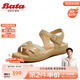 Bata一字帶涼鞋女2025夏季商場(chǎng)新款羊皮百搭厚底軟底涼鞋AVX07BL5七夕 杏/淺金 40
