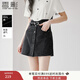 香影黑色牛仔半身裙女純棉2025夏裝新款梨形身材遮胯高腰a字短裙 黑色 M 160/84A/95-110斤