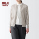 無(wú)印良品（MUJI）女式羊毛可水洗高針距圓領(lǐng)開衫針織毛衣針織衫外套秋冬 燕麥色 XL 165/92A