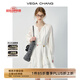 VEGA CHANG白色連衣裙女2025春秋新款法式V領(lǐng)長(cháng)袖高級感蕾絲裙子 云朵白（長(cháng)袖） XL