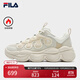 FILA 斐樂(lè )官方女鞋豌豆加絨鞋老爹鞋2025冬季新款休閑厚底運動(dòng)鞋 杏仁奶白/杏仁餅干棕-MA 37.5