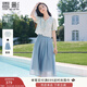 香影夏日絕美小套裝裙女2025夏季新款萊賽爾天絲藍色半身裙兩件套 航線(xiàn)藍 M 160/84A/95-110斤