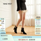 NINE WEST/玖熙高跟短靴女冬新款優(yōu)雅皮帶鉆扣羊反絨時(shí)裝靴女鞋 黑色 37