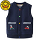 G.duck日系miki兒童馬甲男孩純棉毛圈外穿背心男童卡通刺繡坎肩寶寶馬夾 藏青色A款 110 cm適合100-110cm4-5歲
