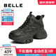 百麗（Belle）增高厚底高幫老爹鞋女商場(chǎng)款百搭板鞋B9K1DDM4 黑色-單里 36 (230mm)