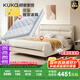 顧家家居（KUKA）京東獨(dú)家家具臥室百搭耐磨簡(jiǎn)約奶油風(fēng)頭層黃牛皮雙人大床DS8116B 8116新芽米1.8m+亞運(yùn)潮汐床墊
