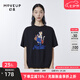 幻走（MOVEUP）夏季新款.FUN系列 圓領(lǐng)落肩袖貓咪印花設計感短款T恤女 深寶藍 L