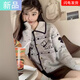 彌柯菲韓系氛圍感費爾島毛衣外套女2025秋季小狗提花針織開(kāi)衫軟糯上衣 灰色  M