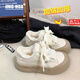 靖話(huà)加絨小白鞋子女2025冬季新款板鞋厚底面包鞋復古百搭休閑保暖棉鞋 奶茶色 37 (235mm)