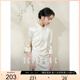 三彩【月白風(fēng)清】2025夏季新款新中式盤(pán)扣立領(lǐng)連衣裙開(kāi)叉旗袍裙女C
