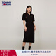 TOMMY JEANS【透氣舒適】夏女珠地棉氣質(zhì)收腰顯瘦V領(lǐng)寬松長連衣裙17725 黑色BDS S （推薦：95-110斤）