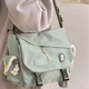 幻鯊ins日系原宿復古工裝斜挎包女韓國學(xué)生大容量郵差包男單肩背包潮 草綠色【帶胖云朵掛件】