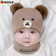 JCZS德國品牌嬰兒帽子秋冬季保暖新生幼兒套頭帽男童女寶寶冬天圍脖針 針織立體小熊-卡其 0-15個(gè)月(只買(mǎi)帽子) x 均碼