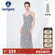 Navigare意大利小帆船女士細(xì)吊帶連衣裙修身長(zhǎng)裙2322874510 白/黑 XL 
