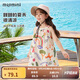 MQDMINI童裝女童裙子夏季兒童吊帶裙小孩無(wú)袖公主裙掛脖吊帶裙彩虹橋