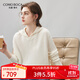 科蒙博卡2025秋冬新款連帽100%羊絨衫女休閑針織衫純色偏厚毛衣 云朵白 2XL