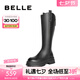 百麗（Belle）七夕禮物時(shí)尚彈力靴女商場(chǎng)同款舒適長(zhǎng)筒靴B9F1DDG4 黑色 39 (245mm)