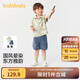 巴拉巴拉童裝兒童短袖POLO衫新中式套裝2025夏季新款男大童牛仔薄款兩件套 綠色調00344 140