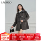 LAGOGO灰色仿毛呢大衣女拉谷谷2024年冬新款高知風(fēng)小個(gè)子呢子外套 灰色 M
