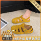 紅蜻蜓金典紅蜻蜓2026秋季新款包頭女鞋勃肯透氣羅馬涼鞋軟底復古百搭洞洞鞋 黃色 升級版 35