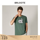 巴魯特（Brloote）全棉針織短袖T恤男時尚印花休閑百搭體恤夏裝 綠色 50