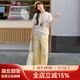 森女部落原創(chuàng  )糖果色垂感直筒褲蝴蝶結小個(gè)子寬松休閑褲夏季新款女 黃色褲子（常規版）（單件） S
