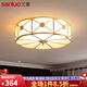 三洛（SANLUO）美式全銅吸頂燈臥室房間燈歐式簡約餐廳主臥陽臺(tái)書房兒童房燈H03 H03-4C(直徑45cm)+LED三色燈泡