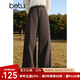 百圖betu女裝冬季新款休閑褲高腰闊腿顯瘦百搭有型褲子女2411D06 咖啡色 M