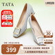 他她（TATA）粗跟單鞋百搭高跟女鞋春季7YO01AQ4 蘭灰 38