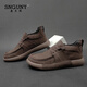 圣古尼（SNGUNY）高端輕奢品牌休閑鞋男2025新款加絨板鞋男軟底運動(dòng)棉鞋男鞋子鞋男 深棕色【單鞋】 38