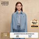 Teenie Weenie小熊牛仔外套女2025年春季新款刺繡簡(jiǎn)約休閑短款夾克外套女 中藍色 M