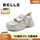 百麗（Belle）老爹運動涼鞋女透氣網(wǎng)面休閑涼鞋B1904BQ4 米白 35 (225mm)