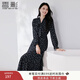 香影氣質(zhì)藍色碎花連衣裙女2025秋季新款法式飄帶領(lǐng)通勤長(cháng)袖雪紡裙 藍花 M 160/84A/95-110斤