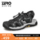 零度Zero涼鞋男2025夏季戶外休閑沙灘鞋舒適魔術(shù)貼可調(diào)節(jié)男士包頭拖鞋 283-黑色 【松緊帶】 42