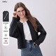 百圖（betu）女裝秋季新款針織開(kāi)衫潮流提花顯瘦簡(jiǎn)約小外套女2509T50 深灰 M