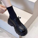 英倫風(fēng)樂(lè )福鞋女新款厚底增高工裝單鞋女百搭黑色jk配裙子小皮鞋女 啞光-黑色 37