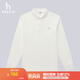 哈吉斯（HAZZYS）男裝 春秋款男上衣polo領(lǐng)純色日常長(cháng)袖T恤男ABTZE0BAE01 米黃色OW XL (180/100A 50)