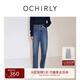 OCHIRLY 純棉直筒牛仔長(cháng)褲女復古松弛感美拉藍流行早秋新品 牛仔藍 S